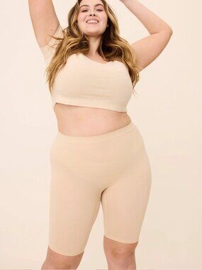 NEW Thigh Society The WhispAir Cooling™ Anti-Chafe Slip Short Beige 12" XL/2XL
